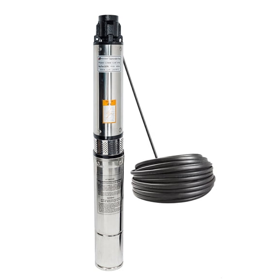 iMeshbean 4'' Deep Well Submersible Pump 110V 1HP 276FT Hmax 33GPM Stainless Steel Submersible Pump 1 1/2 in NPT 100FT Cord