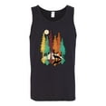thumbnail image 2 of Trippy California Redwoods Forest Fox Silhouette | Mens Fashion Graphic Tank Top, Black, Small, 2 of 4