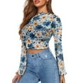 thumbnail image 2 of SCRAWLGOD Vintage Flower Bell Sleeve Tops for Women Aesthetic Women Bell Sleeve Shirt Women Lettuce Trim Tops for Going Out Travel Size S Flared Summer Blouse Long, 2 of 7