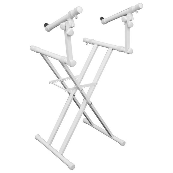 White Heavy-Duty Two Tier X-Stand for DJ Coffins and Controller Cases