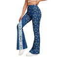 thumbnail image 2 of Abomasnow Women's High Waist Flare Pants Tummy Control Floral Print Bell Bottom High Stretch Yoga Pants for Workout Athletic Gym, 2 of 9