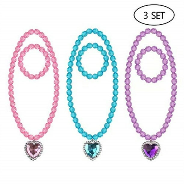 ppxmeeudc 3 sets princess pretend jewelry toy jewelry included