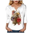 thumbnail image 5 of GEWSEY 4Th of July Shirts Women 3/4 Sleeve Crewneck Cute Shirts Casual Print T Shirt (Beige, L), 5 of 8