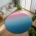 thumbnail image 3 of 8ft Round Rug, Pink Blue Ombre Non-Skid Rubber Backing Large Area Rugs - Living Room Bedroom Home Office, Modern Geometric Striped Abstract Art Indoor Floor Mat Carpets Washable Rug, 3 of 9