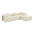 thumbnail image 6 of 108'' Modular Sectional Sofa, L-Shape Chaise Boneless Cloud Couch, Sponge Compression Fold-Out Sofa Bed with Removable Backrest, No Assembly,Beige, 6 of 11