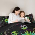 thumbnail image 5 of Manfei Moon Skeleton Skull Queen Comforter Set, Damask Flower Print Bedding Comforter Set, Mystic Boho Moon Stars Galaxy Reversible Bedding Set, Breathable Home Decor, 3pcs, 5 of 8