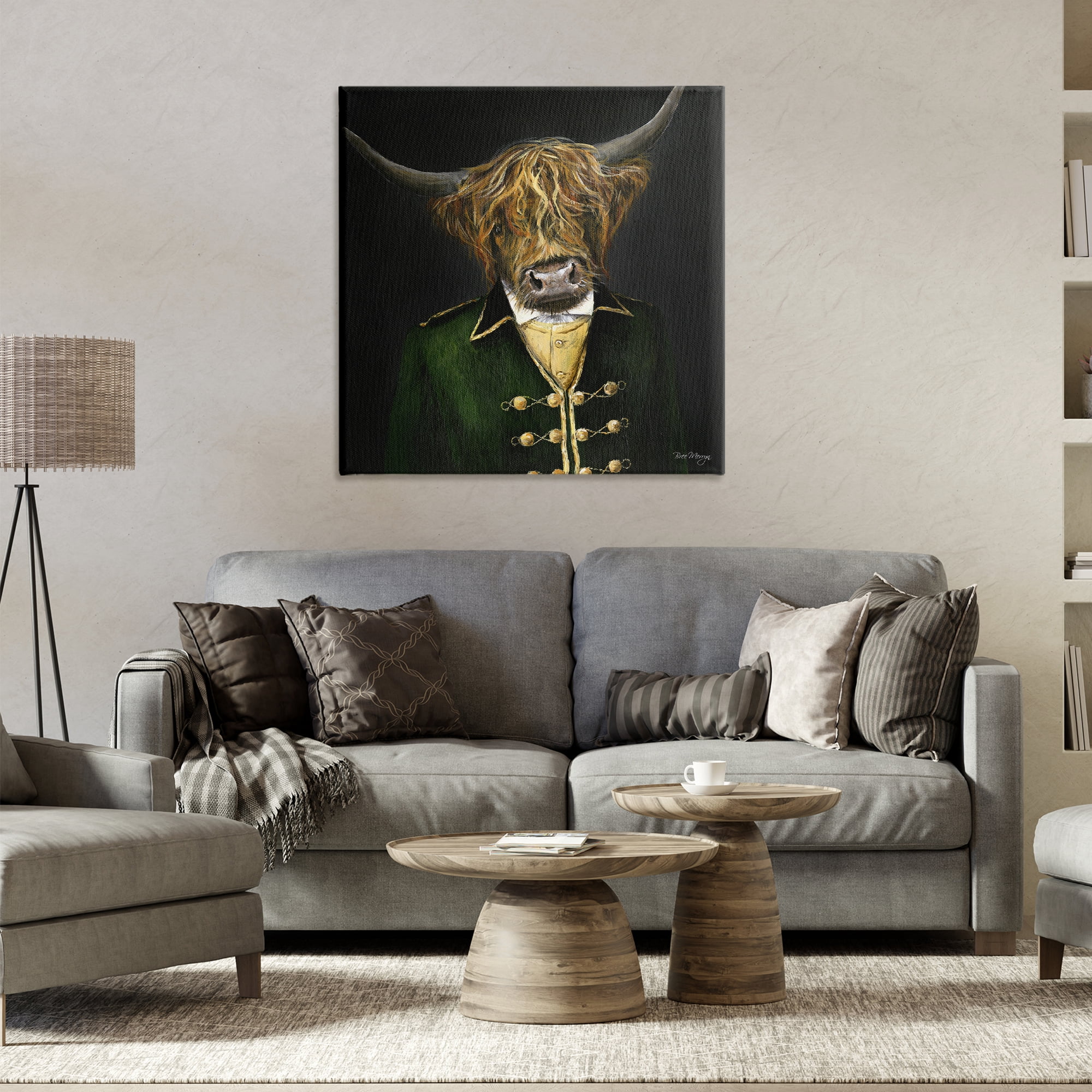 Stupell Industries Colonial Coat Cattle Novelty & Humor Painting Wrapped Canvas Art Print Wall Art, 30 x 30