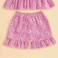 thumbnail image 4 of Toddler Girl Clothes Sets Cute Flower Embroidery T-Shirt & Drawstring Shorts 2-Piece Outfit Sister Matching Outfit 6-12 Months, 4 of 5