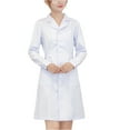 thumbnail image 2 of HAJWOH Scrubs for Women Dress Lapel Neck Long Sleeve Button Work Dresses Stretchy Lightweight Scrubs White XXL, 2 of 5