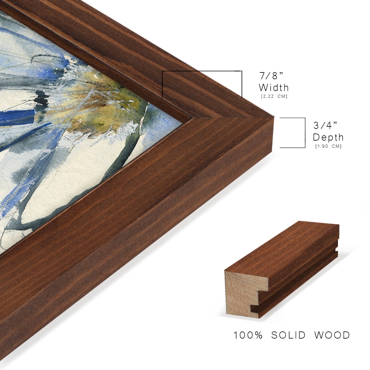 Cobalt & Paynes Petals I - Framed Print w/glass - Chestnut