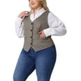 thumbnail image 4 of Agnes Orinda Plus Size Vest for Women Plaid Sleeveless Button with Pockets Vests 2X Brown, 4 of 6