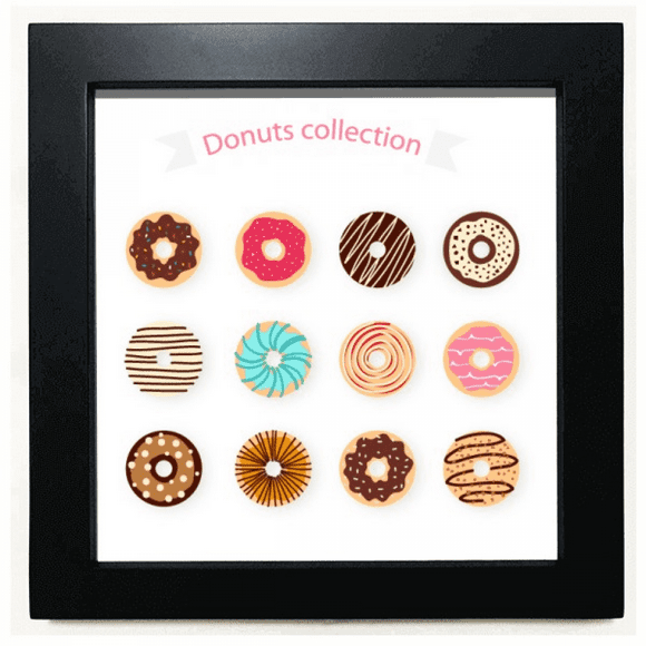 Group Dessert Sweet Food Pattern Black Square Frame Picture Wall Tabletop