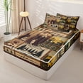 thumbnail image 2 of Erosebridal Wildlife Collage Pattern Zipper Queen Comforter Set with Fitted Sheet and 2 Pillowcases,Wood Panel Print Zipper Bedding Set,Tan Brown Green,Black Reversible, 2 of 6