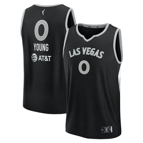 Unisex Fanatics Jackie Young Black Las Vegas Aces Explorer Edition Fast Break Replica Jersey