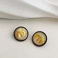 thumbnail image 5 of Pendientes con letras geométricas de aguja de plata 925, pendientes de ópalo con temperamento, adorno para la oreja de diseño simple con personalidad, 5 of 5