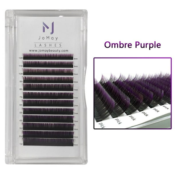 Jomay Ombre Pestañas de colores Extensión individual Faux Mink Lashes Clásico Rojo Verde Marrón Azul Púrpura Pestañas Suministros profesionales hola suerte unisex