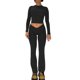 thumbnail image 5 of Conjunto de pantalón y camisa corta ajustado para mujer conjunto de chándal ajustado de 2 piezas a juego, 5 of 6