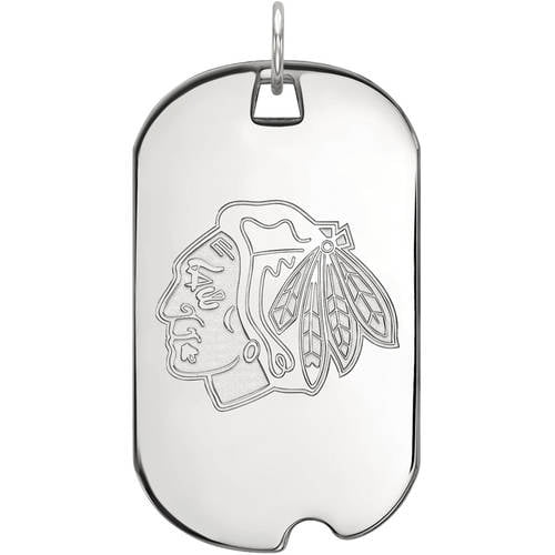 LogoArt NHL Chicago Blackhawks 14 Karat White Gold Large Dog Tag