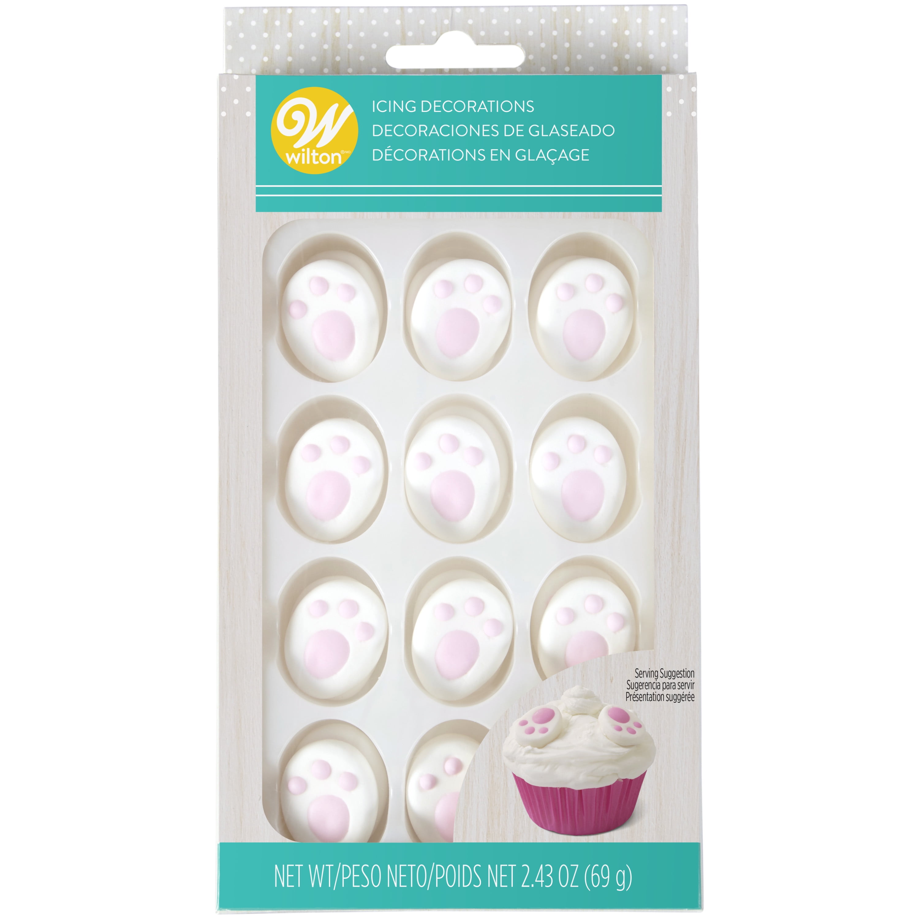Wilton Easter Bunny Feet Icing Decorations, 24Count