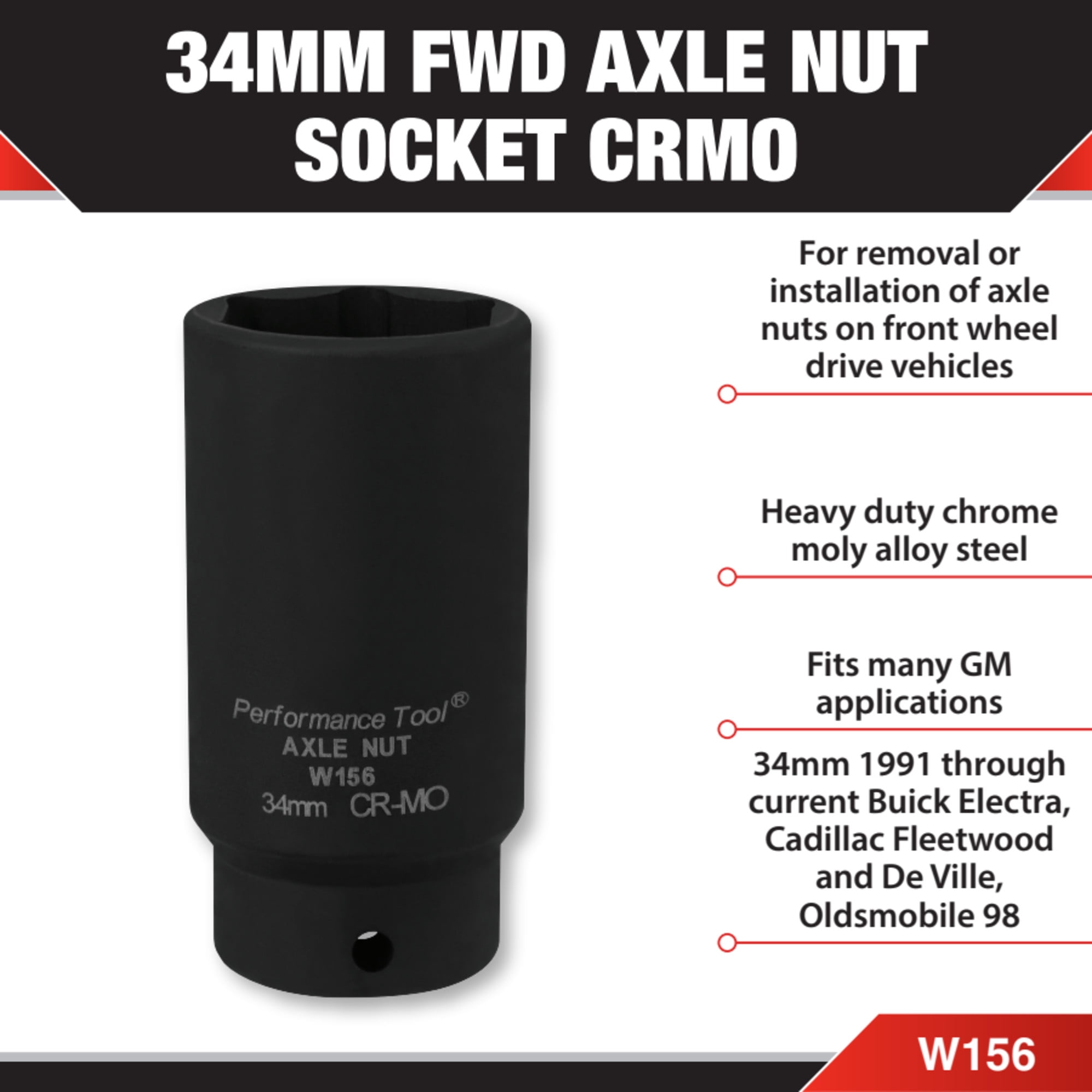 Wilmar W156 34mm Front Wheel Drive Axle Nut Socket - Walmart.com
