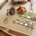 thumbnail image 3 of Cute Owls Harmony Placemats Set of 12 Japanese Cartoon Branch Brown Place Mats Indoor Wipeable Table Mats Washable Cloth Dining Table Placemats for Kitchen Holiday Party Home Decor 13x19 Inch, 3 of 9