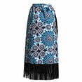 thumbnail image 3 of Bintarealwax African Skirt for Women Trendy Long Wrap Skirts Kente Print One Size Adjustable Tie Tassels Hem YF164, 3 of 5