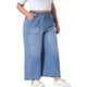 thumbnail image 4 of Jeans de mujer plus size Agnes Orinda con cordón, pantalones de mezclilla elásticos de cintura, pantalones palazzo anchos de chambray con bolsillos 3X azul claro, 4 of 6