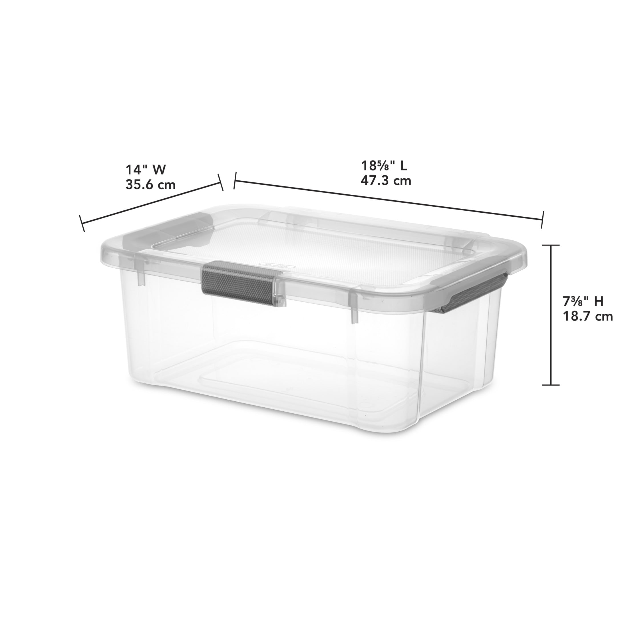 Sterilite 20 Quart HingeLID Clear Storage Bin with Latch Lid and Comfort Grip, Dark Gray, 6 Pack