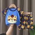 thumbnail image 2 of HCNTES Toddler Baby Boy Summer Clothes Set 6 12 18 24 Months 2T 3T 4T Print Short Sleeve T-Shirt Elastic Waist Solid Shorts Outfit Sets(Blue,6-12 Months), 2 of 3