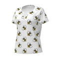 thumbnail image 2 of Naloa Bee Print T-Shirts Short Sleeve V Neck Tees for Women Fashion Tops Trendy Lightweight Soft Casual Summer Outfits Clothes, 2 of 5