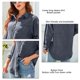 thumbnail image 5 of Camisa casual con botones para mujer, blusa holgada de manga larga con cuello vuelto, Tops con bolsillo para trabajo de oficina, gris oscuro S, 5 of 7