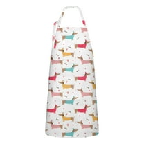 Colorful Funny Dachshund Apron-Garden Aprons for Women with Pockets-Cotton Linen Waterproof Kitchen Cooking Gardening Aprons Adjustable for Kitchen,Cooking,BBQ and Salon 33x27 Inch