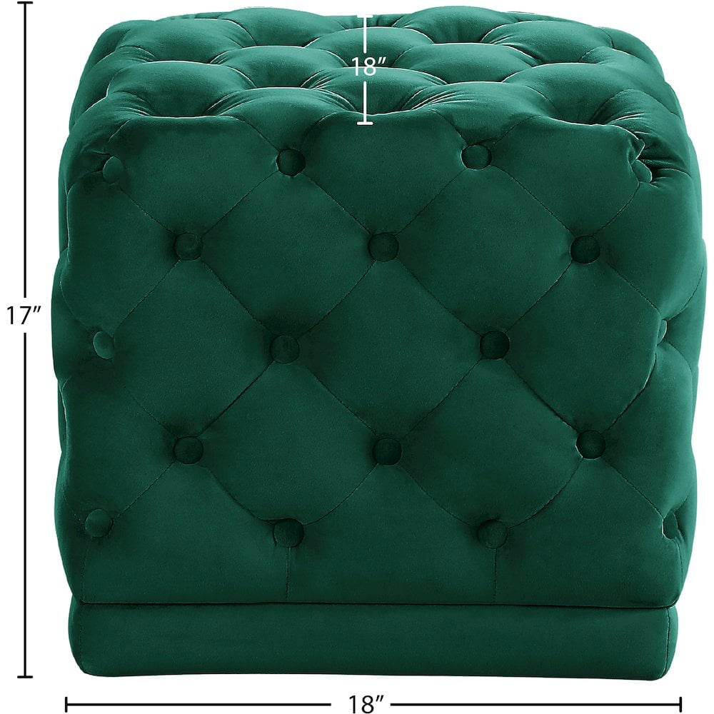 Meridian Furniture Stella Contemporary Velvet Ottoman/Stool in Green