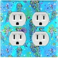 thumbnail image 1 of Metal Light Switch Wall Plate Outlet Cover (Jellyfish Sea Snail Starfish Teal Glitter Reef Bubbles - Double Duplex), 1 of 2