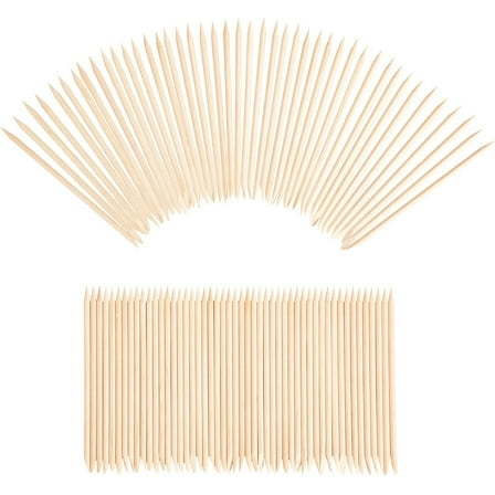 200 Pieces Orange Wood Nail Sticks 4.5 Inch Nail Cuticle Stick Double-End Wood Cuticle Pusher Nail Art Manicure Pedicure Tools