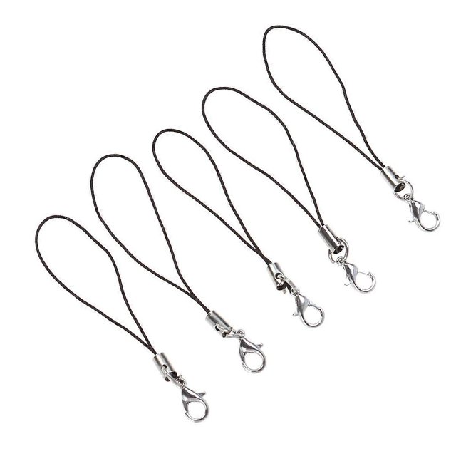 100pcs Black Lobster Clasp Ropes for Crafts DIY Design with Zinc Alloy and Polyester Flatten Bottle