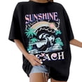 thumbnail image 3 of LINGLANG Womens Tops Trendy Oversize Loose Fit Short Sleeve Topstylecasualsummer Under $5, 3 of 8
