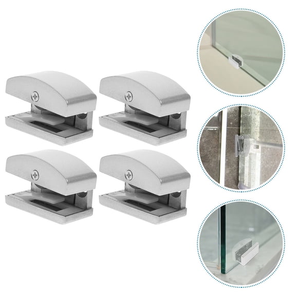 Raindrops 4 Pcs Shower Door Drip Rail with Sweep Track Shower Door Bumper 5X4.2cm Silver