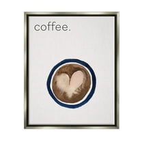 Stupell Industries Coffee with Heart Shape Food & Beverage Painting Gray Floater Framed Canvas Art Print Wall Art, 17 x 21