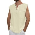 thumbnail image 1 of Arvbitana Men's Sleeveless Cotton Linen Vest Solid Color Fitness Sports Tank Tops Breathable Basketball Shirt Summer Clothes M L XL 2XL 3XL, 1 of 4