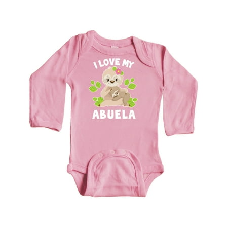 

Inktastic Cute Sloth I Love My Abuela with Green Leaves Gift Baby Boy or Baby Girl Long Sleeve Bodysuit