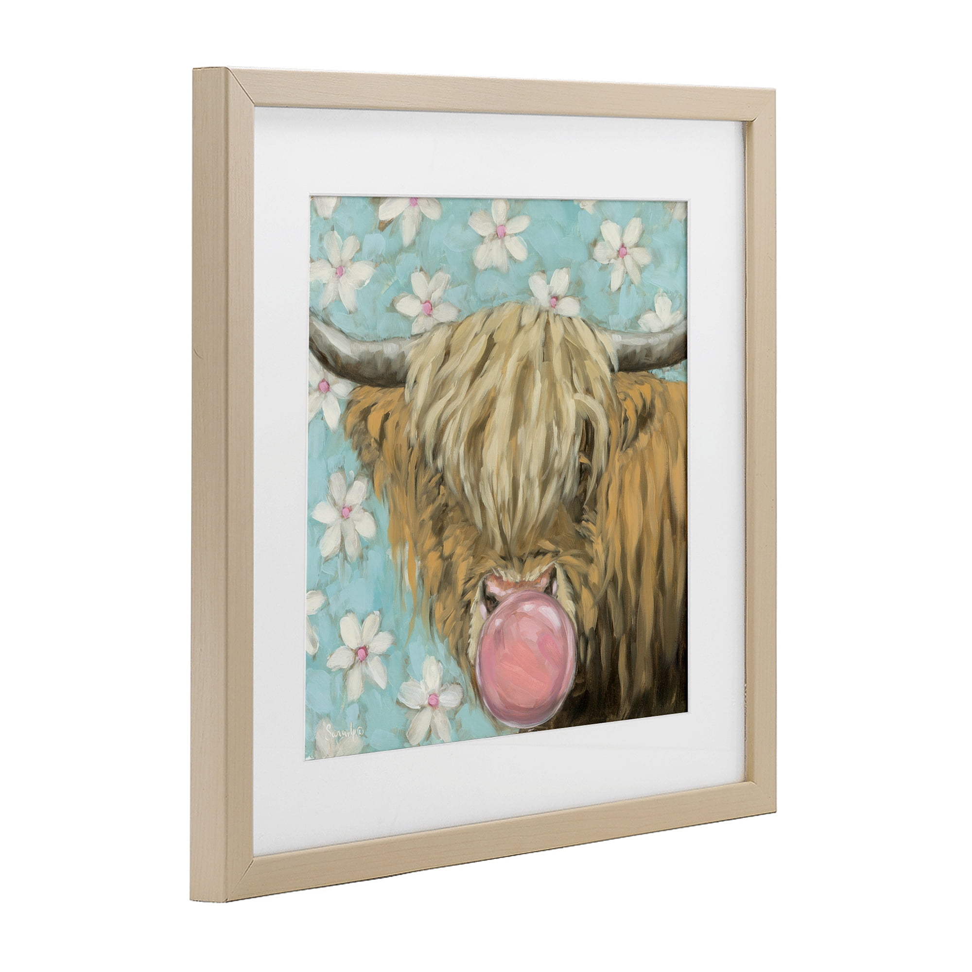 Stupell Industries Bubblegum Sweetie Cattle Birch Framed Print Under Glass, design by Sara G. Designs