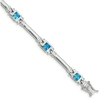 925 Sterling Silver Rhodium-plated Blue Topaz Bracelet