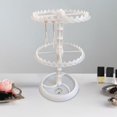 thumbnail image 2 of ZOUSSIQI Earring Organizer Holder,Rotating Hanging Rack,Jewelry Display Stand,Storage Rack for Necklace Vanity Table Earrings Bracelet, 2 Tier in White CA919-16946, 2 of 7