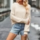 thumbnail image 1 of Suéter de cuello redondo para mujer, moda, suelto, talla grande, color, manga larga, tops, suéter para mujer, 1 of 4