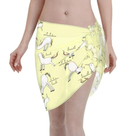 Adobk Unicorn Sun Salutataion Yoga Swimsuit Coverups For Women Beach Bikini Short Skirt For Swimwear