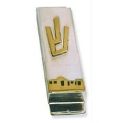 Judaica Kingdom BJ-MZ-M176B-1 Sterling Silver Mezuzahs - Sterling Silver Mezuzah Jerusalem of Gold panorama and letter