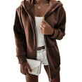 thumbnail image 4 of Baqcunre Womens Hoodies Women'S Sports And Leisure Metal Zipper Jacket Plus Fleece And Thickened Women'S Hooded Cardigan Sweater Cardigan Sweaters For Women Womens Fall Fashion 2023 Brown XL, 4 of 4