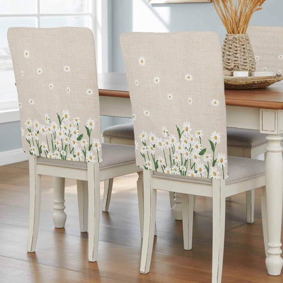 Spring Floral Chair Back Covers, Removable Chair Covers for Dining Chairs Set of 4, Washable Chairs Slipcovers Back Seat Protector for Wedding Party 19"x20"