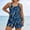 Blue, variant on Plus Size Summer Round Neck Tropical Leaf Print One Piece Swimsuit with Pocket Wire Free Padded Cups Modest Conservative Large Size Beach Swimwear Navy S